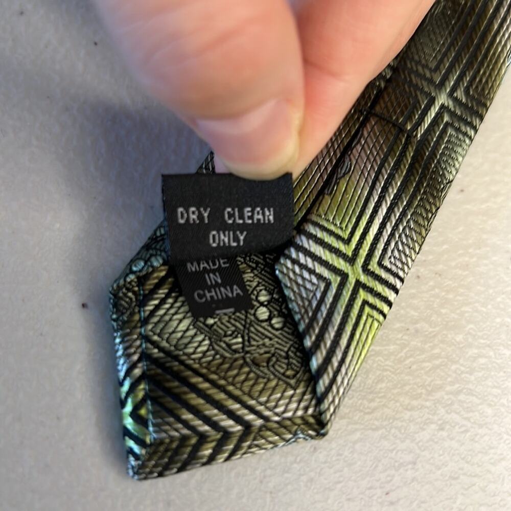 Stacy Adams Grande Knot Classic Green Abstract Neck‎ Tie 100% Silk Hand Made - Picture 7 of 7